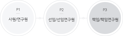 Á÷±Þü°è : P1. »ç¿ø/¿¬±¸¿ø P2. ¼±ÀÓ/¿¬±¸¿ø P3. Ã¥ÀÓ/Ã¥ÀÓ¿¬±¸¿ø