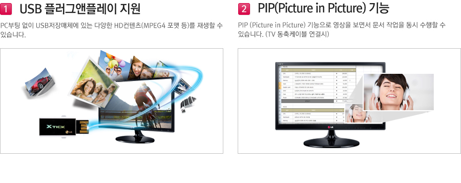 USB 플러그앤플레이 지원, PIP(Picture in Picture)기능