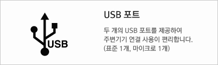 USB Æ÷Æ® - µÎ°³ÀÇ USB Æ÷Æ®¸¦ Á¦°øÇÏ¿© ÁÖº¯±â±â ¿¬°á »ç¿ëÀÌ Æí¸® ÇÕ´Ï´Ù.(Ç¥ÁØ USBÆ÷Æ®, ¹Ì´Ï USBÆ÷Æ®