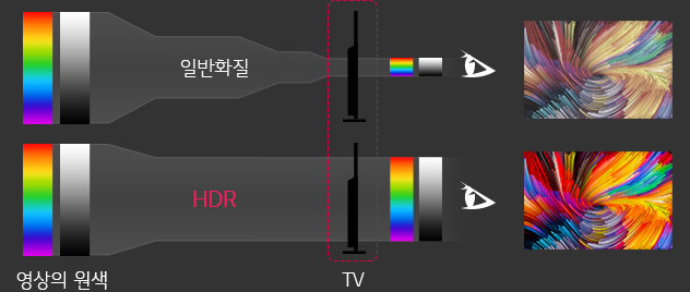 ÀϹÝÈÁú°ú HDR ÀçÇöÇÒ ¼ö ÀÖ´Â »öÀÇ ¹üÀ§ ºñ±³ À̹ÌÁö