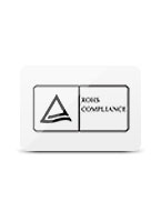 이미지에는 삼각형 모양의 로고와 ROHS COMPLIANCE라는 텍스트가 포함되어 있습니다. 배경은 흰색입니다.