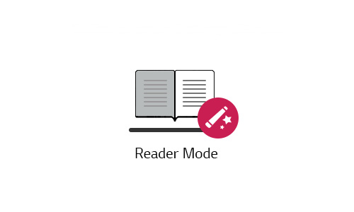 열린 책 아이콘이 있으며, 책 옆에는 연필과 별이 그려진 분홍색 원이 있습니다. 아래에는 Reader Mode라는 텍스트가 적혀 있습니다.