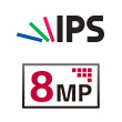 이미지에는 IPS라는 텍스트와 함께 세 개의 색색의 선이 보이며, 그 아래에는 8MP라는 텍스트가 포함되어 있습니다.