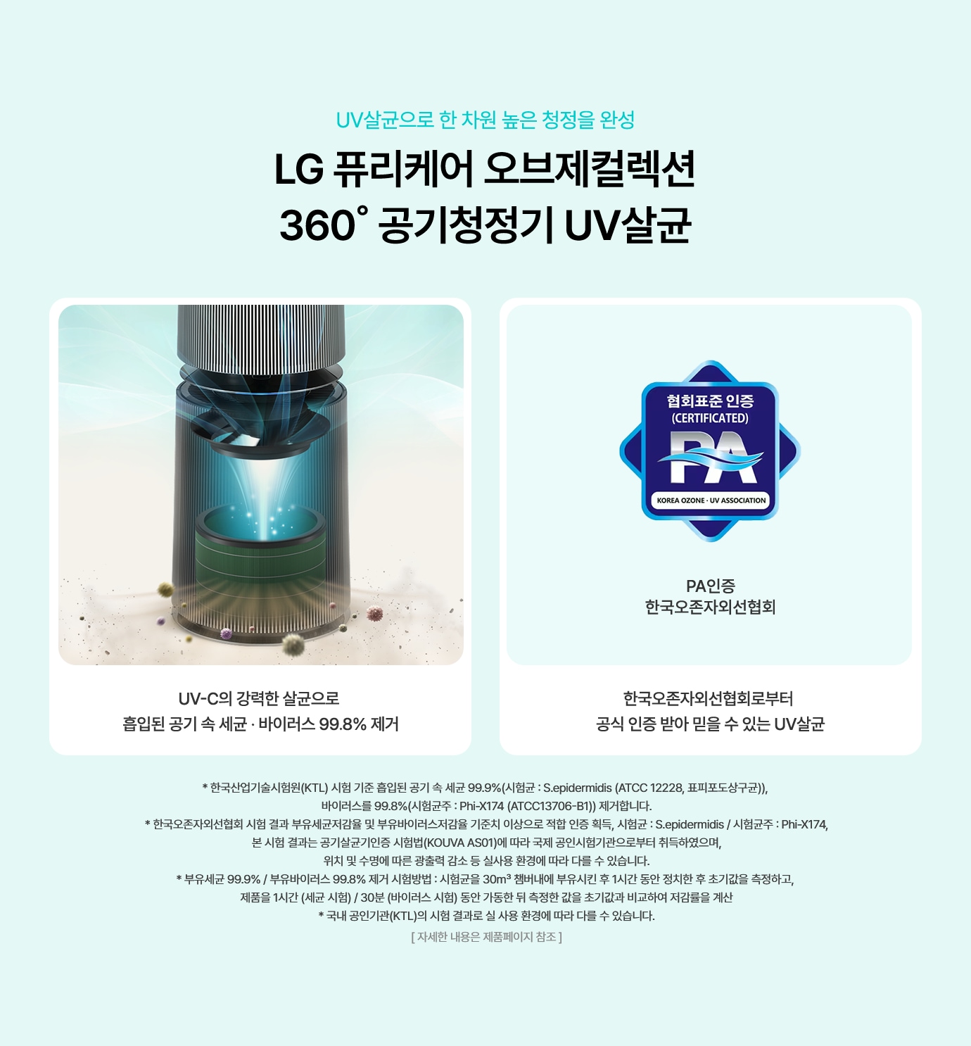 LG 퓨리케어 오브제컬렉션 360˚ 공기청정기 UV살균