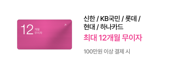 신한/KB국민/롯데/현대/하나카드​ 최대 12개월 무이자​ - 100만원 이상 결제 시