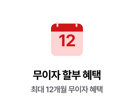 최대 12개월 무이자 혜택 무이자 할부 혜택