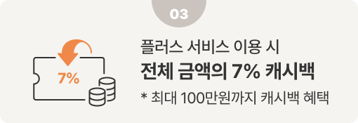 전체 금액의 7% 캐시백 최대 0원으로 구입 가능​​
