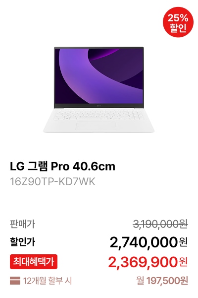 LG 그램 Pro 40.6cm 제품바로가기
