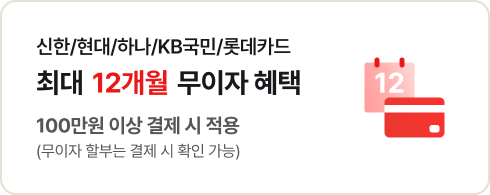 신한/현대/하나/KB/롯데카드 최대 12개월 무이자 혜택 100만원 이상 결제시 적용