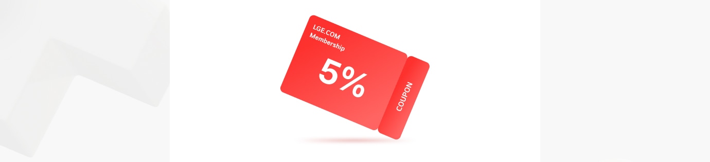 LGE.COM 멤버십 5% 쿠폰 문구가 쓰여진 쿠폰 이미지
