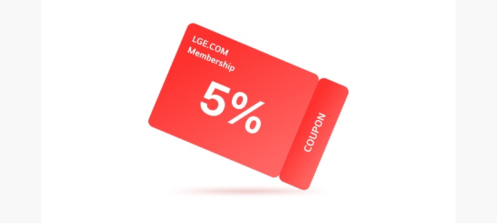 LGE.COM 멤버십 5% 쿠폰 문구가 쓰여진 쿠폰 이미지