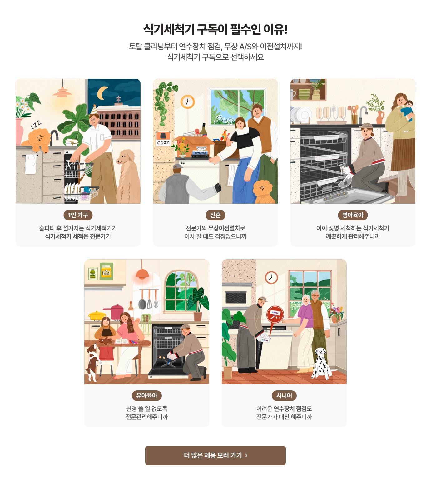 식기세척기 구독이 필수인 이유! 토탈 클리닝부터 연수장치 점검, 무상 A/S와 이전설치까지! 식기세척기 구독으로 선택하세요