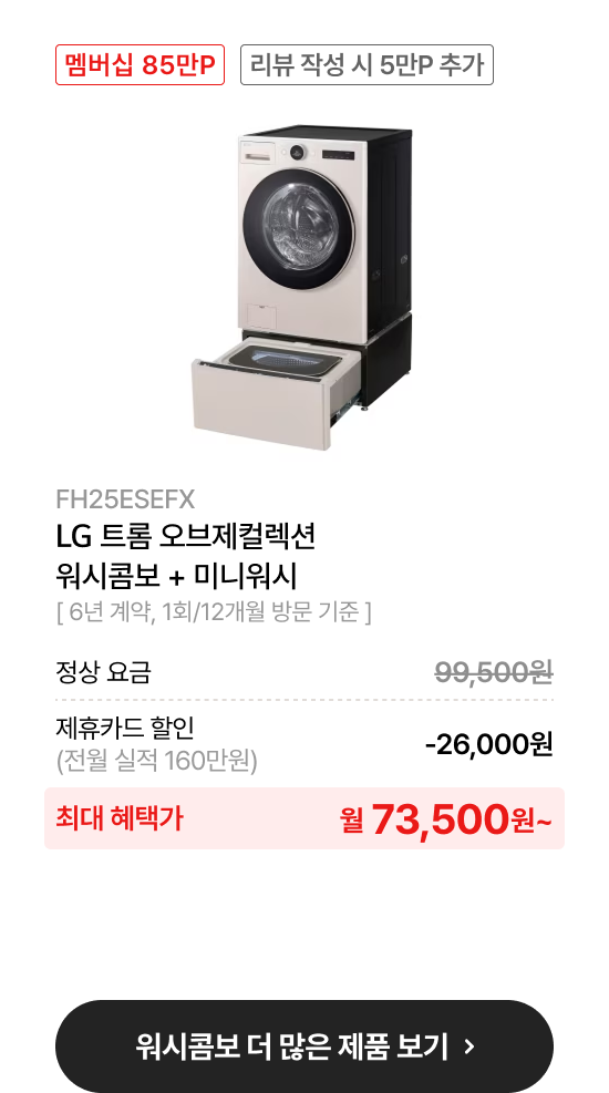 LG 트롬 오브제컬렉션 워시콤보 + 미니워시