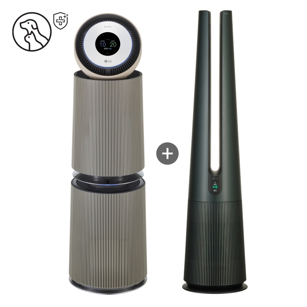 공기청정기 LG 퓨리케어 360˚ 알파 (펫 필터) + 에어로타워 (온풍 겸용) (E2CBPV22.AKOR) 메인이미지 0