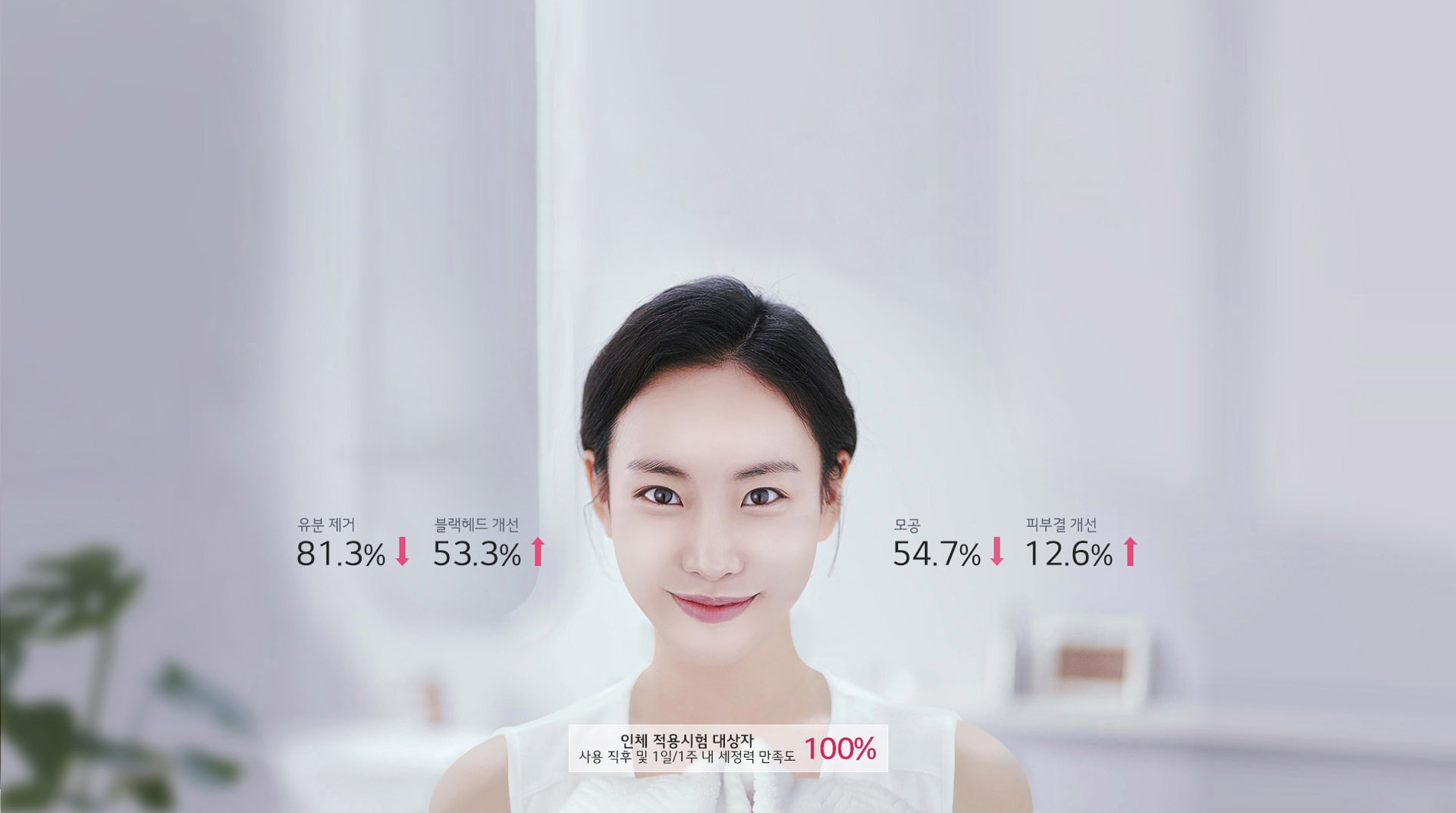 세정력은 기본, 단 1회 사용에도 경험하는<br>맑고 매끈한 피부1