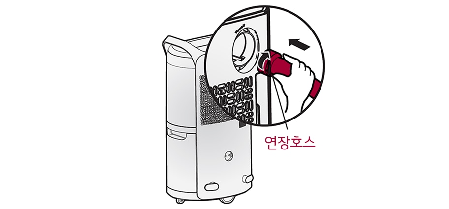2. 연장호스를 삽입 후 시계 방향으로 돌려 고정시켜 주세요1