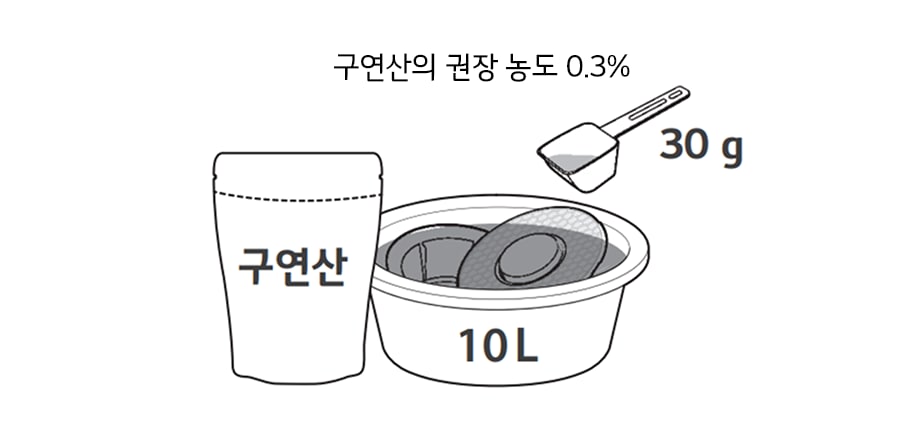 3. 구연산을 희석한 물에 워터링 필터를 30분 동안 담그세요1