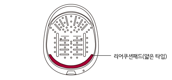 1. 제품을 뒤집어 리어 쿠션 패드(얇은 타입)를 위치에 맞게 부착하세요1