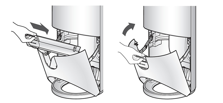5. 청소 또는 필터 교체 후 필터를 역순으로 조립하여 필터 손잡이가 제품 상부에 위치하도록 삽입해 주세요<br><br>6. 뒷면 판넬을 닫아주세요1