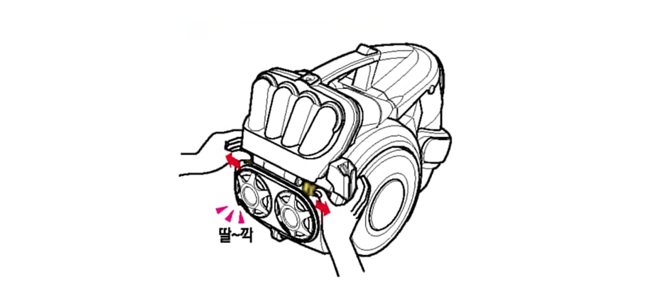 1. 양손으로 레버를 ‘UNLOCK’ 위치로 딸깍 소리가 날 때까지 밀어 주세요1