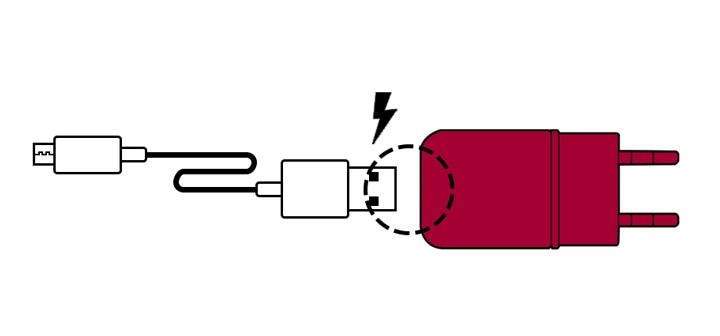 1. 먼저 어댑터에 USB 케이블을 연결 한 후, 벽면 콘센트에 전원 코드를 연결하세요<br><br>2. 충전 케이블 단자를 연결하여 제품에 충분히 충전하신 후 <br/>사용하세요1