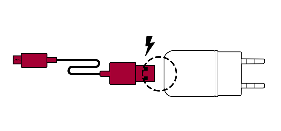1. 먼저 어댑터에 USB 케이블을 연결 한 후, 벽면 콘센트에 전원 코드를 연결하세요<br><br>2. 충전 케이블 단자를 연결하여 제품에 충분히 충전하신 후 사용하세요1
