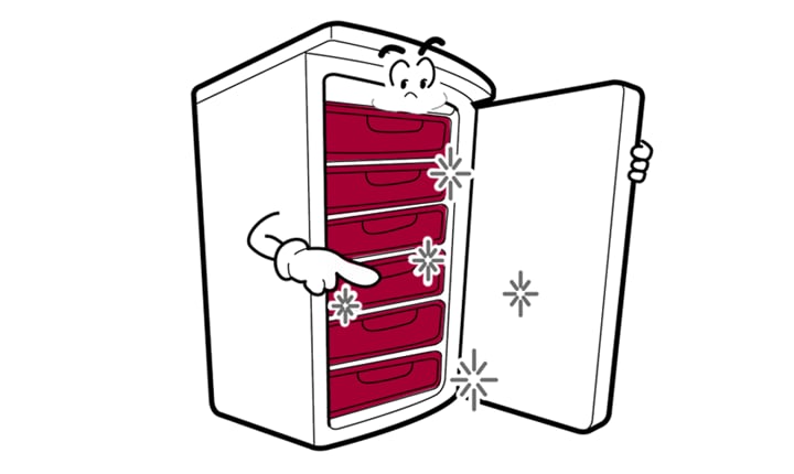 1. 냉동실 바구니는 식품에 의해 더러워지기 쉬우므로 가끔씩 빼내어 물로 씻어 주세요<br><br>2. 교체할 냉동실 바구니를 역순으로 넣어주세요1