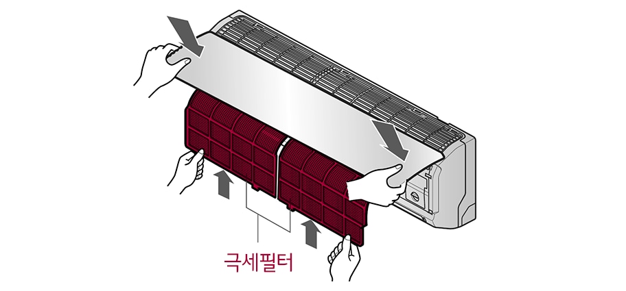 3. 그늘에서 잘 말린 후 극세필터를 넣고, 전면 판넬을 닫아 주세요1