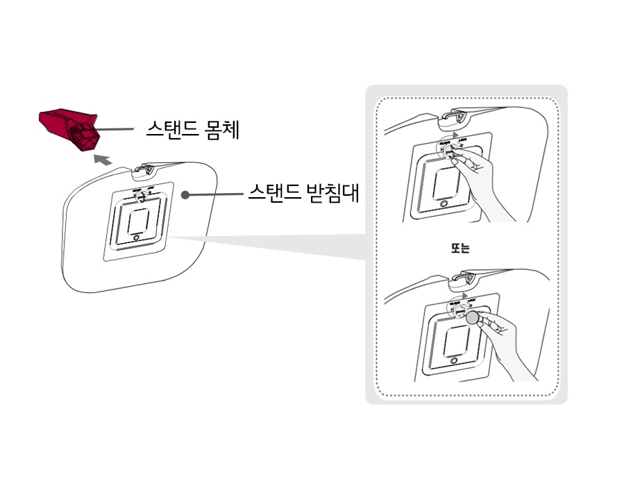 1. 모니터의 패널이 바닥을 향하도록 합니다 모니터의 패널(화면) 보호를 위해 부드러운 천을 바닥에 깔아 주세요<br><br>2. 스탠드 몸체를 스탠드 받침대에 고정시킵니다 스탠드 받침대의 스크류를 오른쪽으로 돌려주세요.<br><br>3. 모니터와 스탠드를 연결하세요1