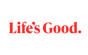 흰색 배경에 빨강색 Life's Good. 문구가 적힌 슬로건 1 이미지