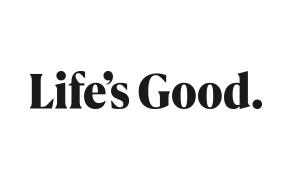 흰색 배경에 검정색 Life's Good. 문구가 적힌 슬로건 2 이미지