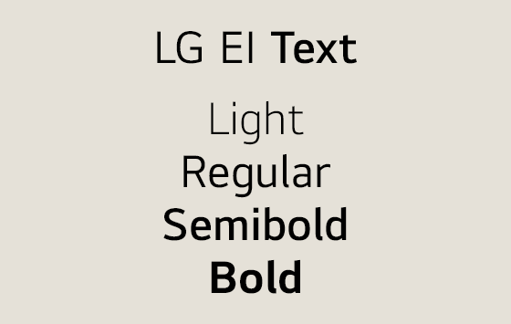 폰트 LG EI Text Light, Regular, Semibold, Bold를 나타낸 이미지