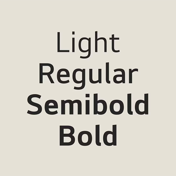 LG EI Text Light, Regular, Semibold, Bold 서체 굵기 설명 이미지