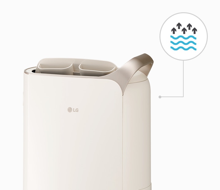 lg_휘센_제습기는_강력한_습기_흡수력으로_실내_공기를_쾌적하게_유지해_줍니다._이미지_속_물방울_모양의_아이콘과_위로_향하는_화살표는_습기를_빠르게_제거하여_쾌적한_실내_환경을_만드는_제습기의_기능을_시각적으로_보여줍니다.