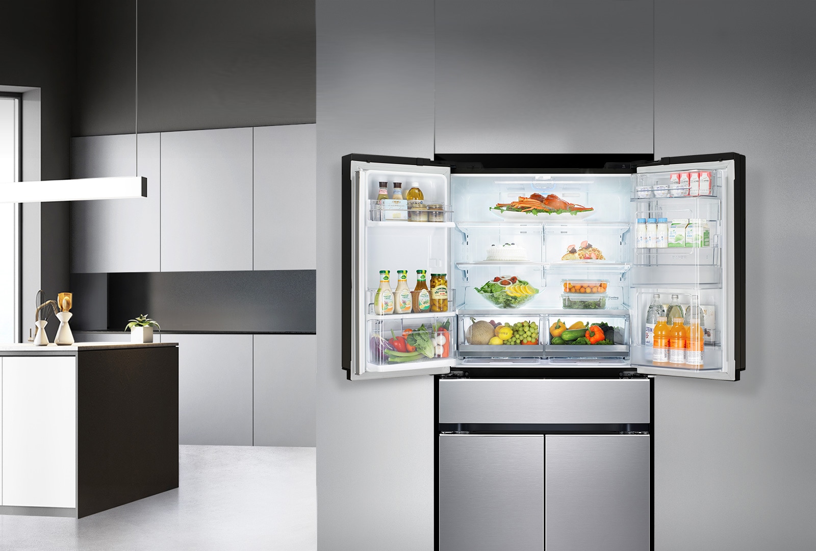공간은 넓게, 기능은 두 배<br>냉장고와 김치냉장고를 하나로1