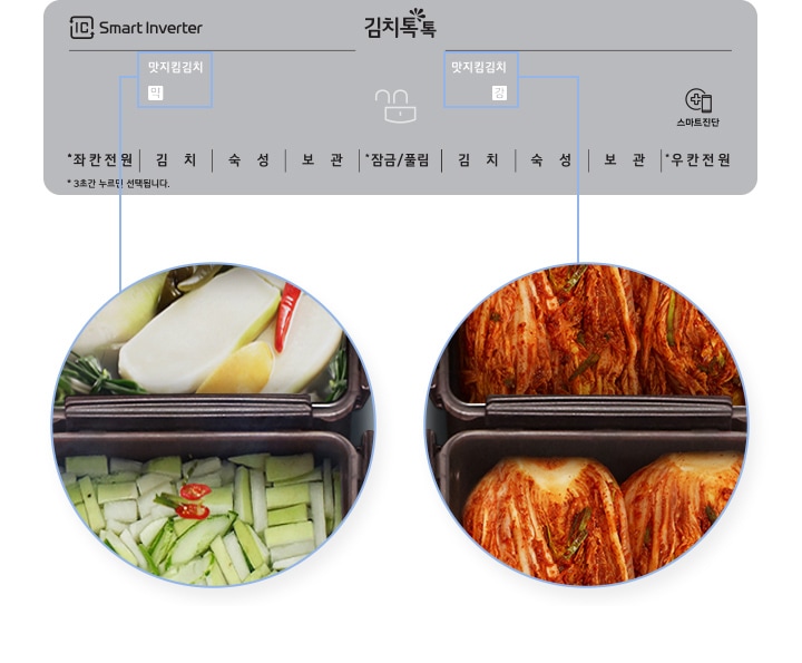 염도에 따라 온도 설정이 가능한<br>맛지킴김치 모드2