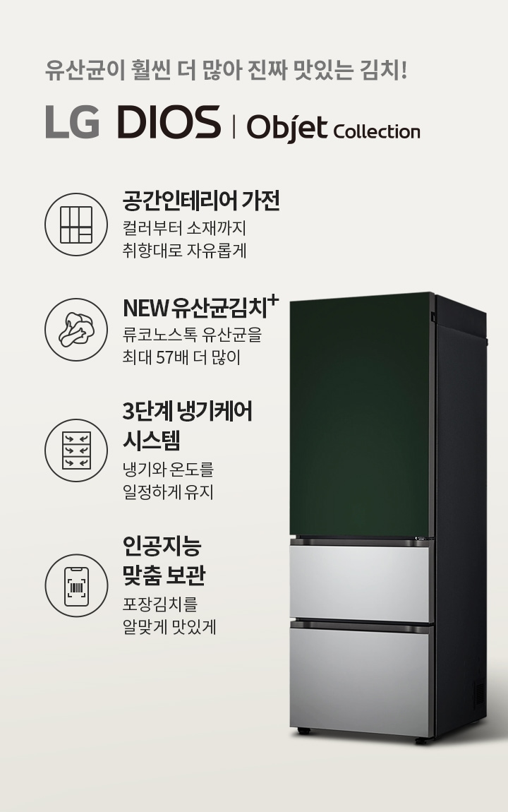 유산균이 김치를 더 맛있게 LG 디오스 김치톡톡 오브제컬렉션 이미지 2