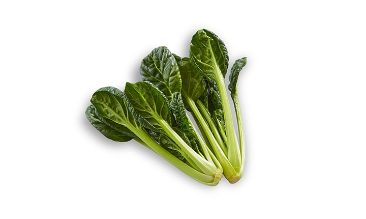 신선한 초록색 시금치 다발이 흰색 배경 위에 놓여 있습니다. 시금치 잎은 윤기가 나고 건강해 보이며, 줄기는 연한 녹색을 띠고 있습니다.