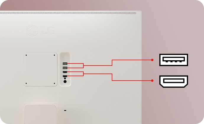 모니터_뒷면에_여러_개의_포트가_있으며,_usb_포트와_hdmi_포트가_포함되어_있습니다._포트는_빨간색_선으로_강조되어_있으며,_배경은_연한_색상입니다._lg_로고가_보입니다.