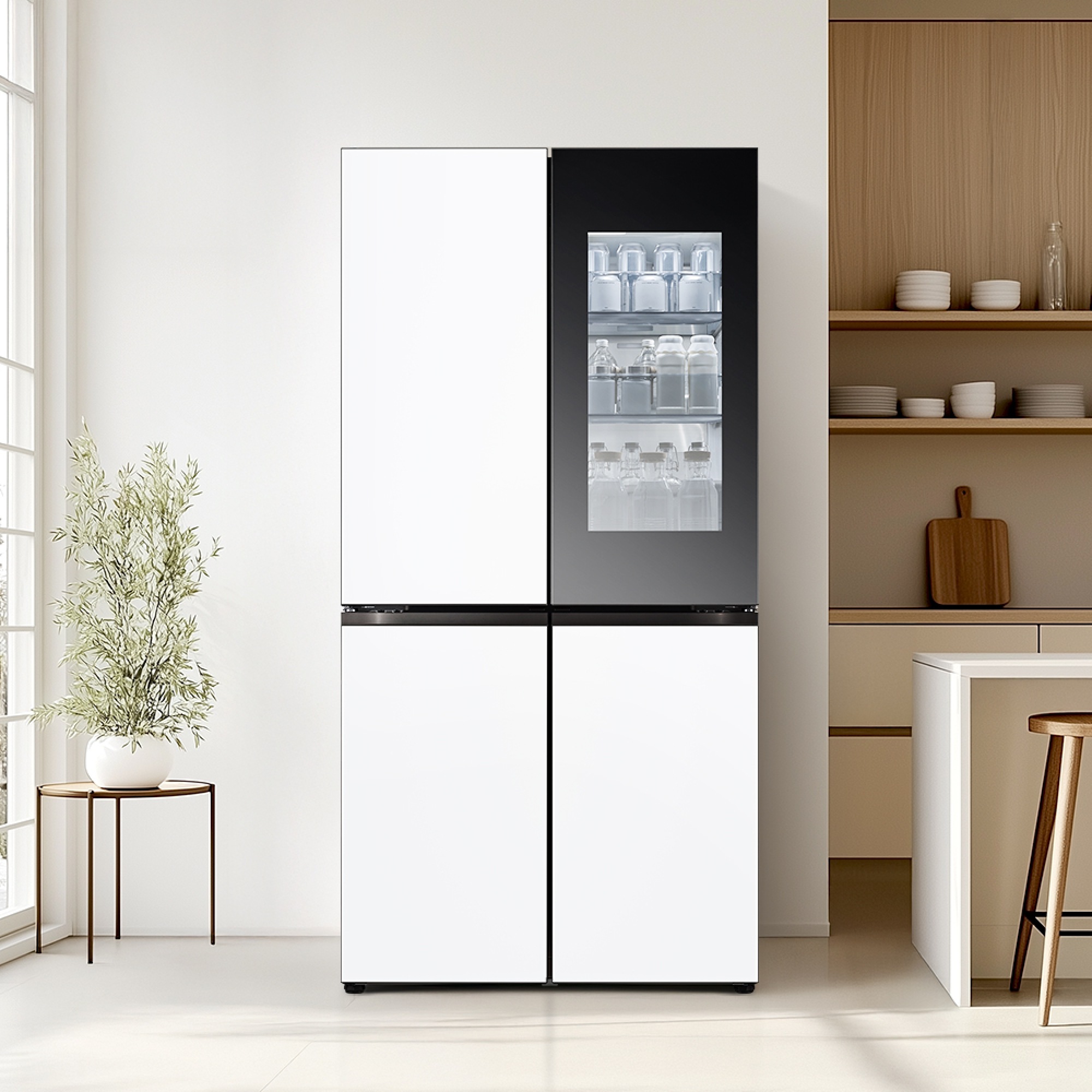 냉장고 LG 디오스 AI 오브제컬렉션 STEM 베이직 냉장고 (노크온 더블매직스페이스) (M876MQQ582S.AKOR) 줌이미지 1