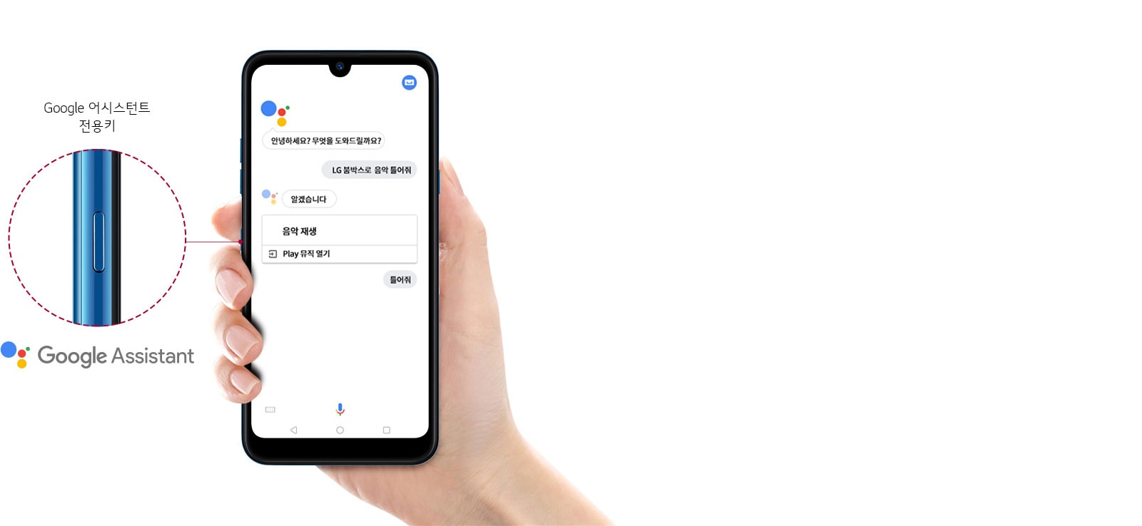 전용키로 간편하게<br>사용하는<br>Google 어시스턴트 버튼1