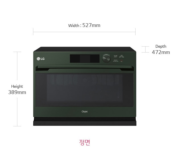 제품치수.정면 기준 넓이:527mm,높이:389mm,폭:472mm