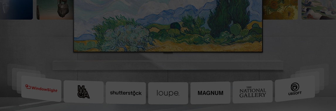 클래식 아트, 모던 아트, 3D 등 다양한 콘텐츠가 화면을 순환하는 벽걸이 LG TV