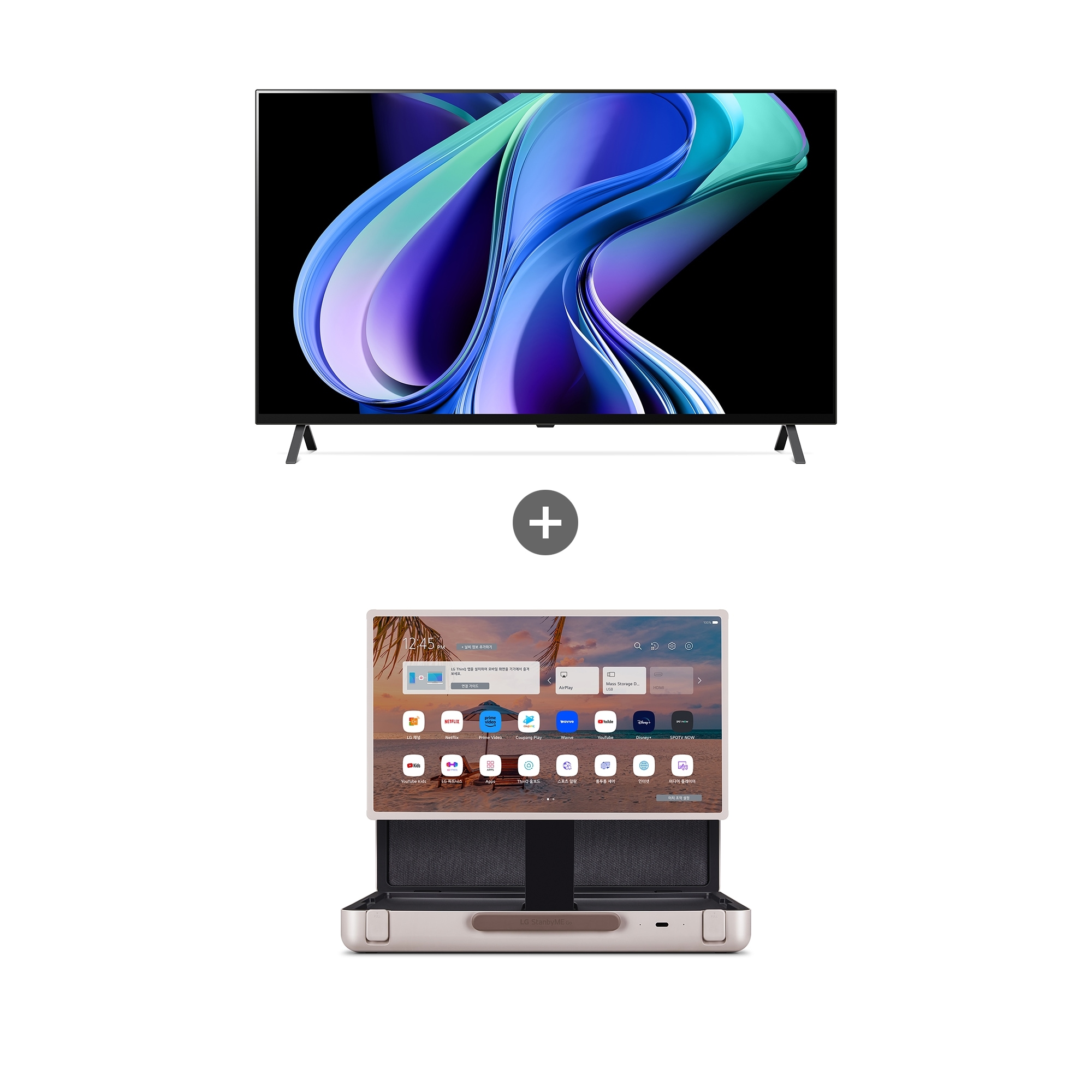 TV LG 올레드 TV (스탠드형) + LG 스탠바이미 Go (OLED55A3ESG.AKRG) 줌이미지 0