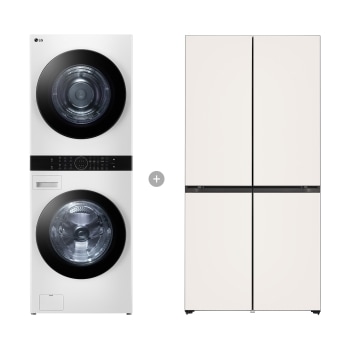 LG 트롬 오브제컬렉션 워시타워 + LG 디오스 오브제컬렉션 빌트인 타입 냉장고