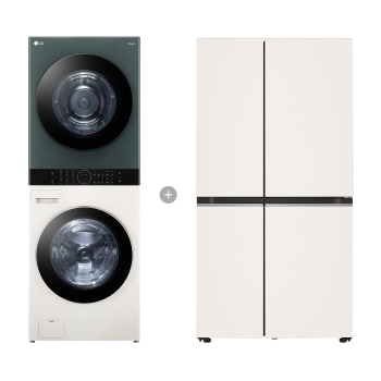 LG 트롬 오브제컬렉션 워시타워 + LG 디오스 AI 오브제컬렉션 냉장고 (매직스페이스)