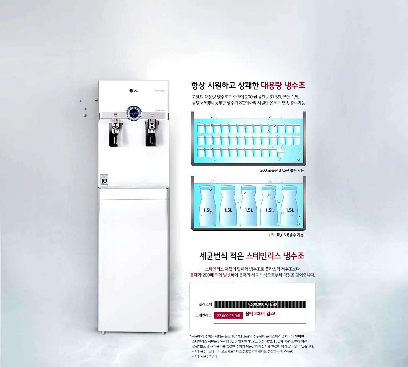 대용량 스테인리스 냉수조로 풍부한 냉수용량1