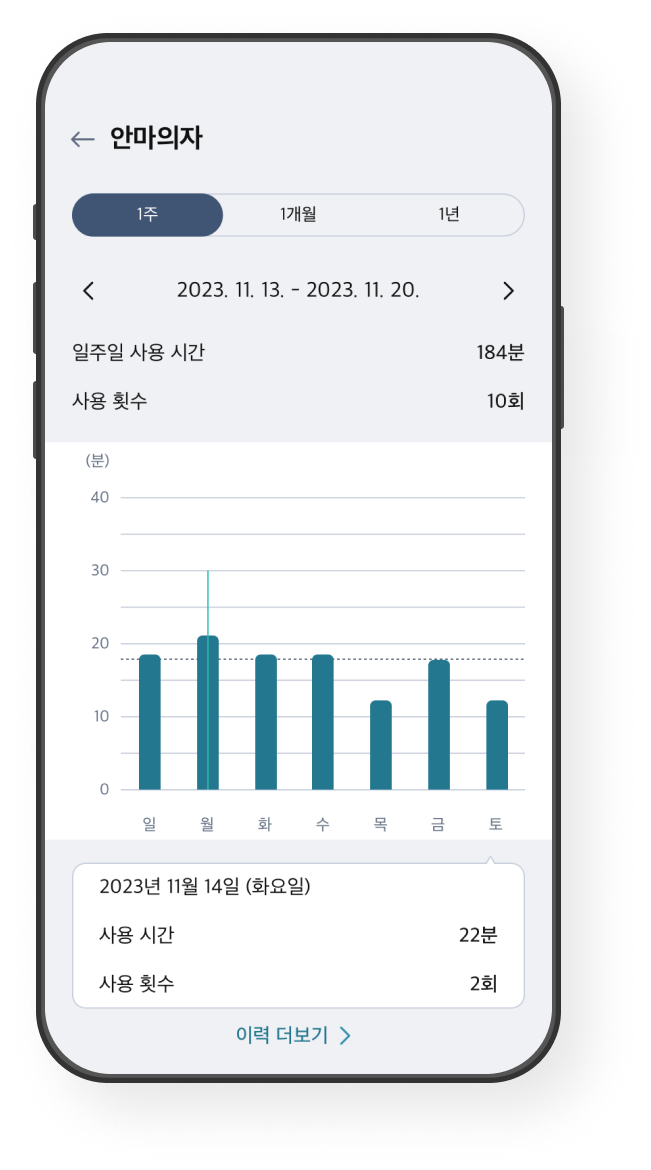 사용 이력 확인 화면 예시 이미지
