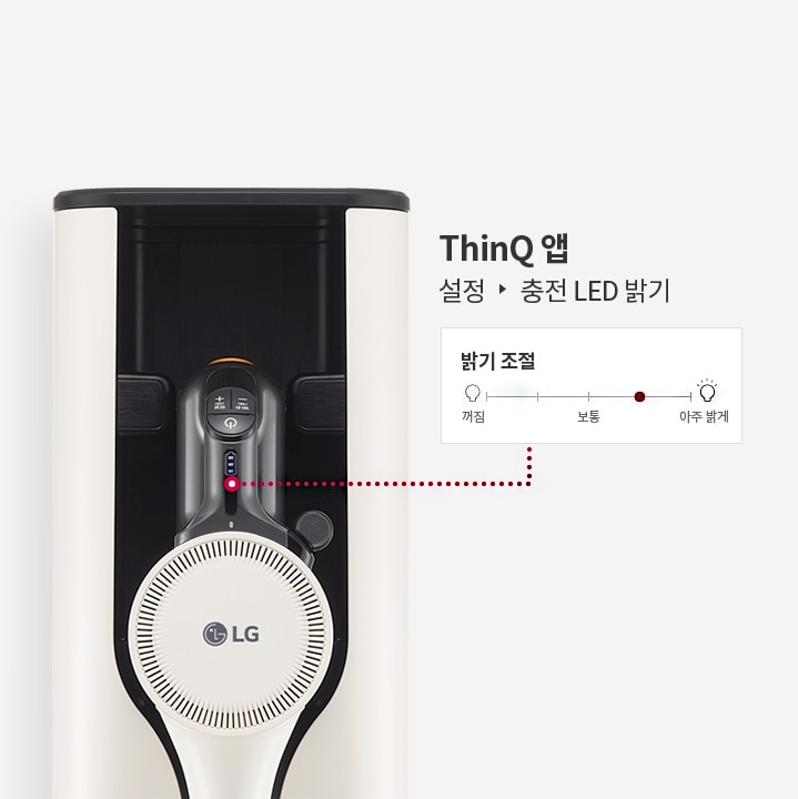 코드제로 A9S 제품 충전 LED 밝기 조절 예시