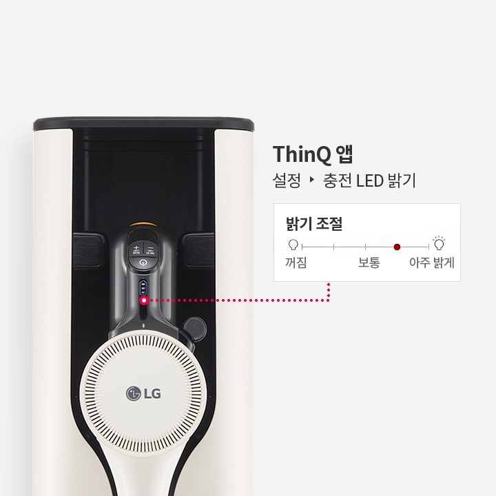 코드제로 A9S 제품 충전 LED 밝기 조절 예시